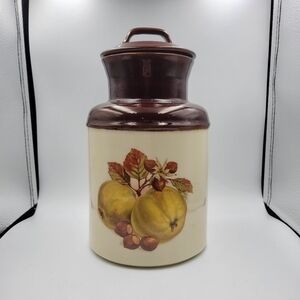 Vintage McCoy Pottery 523 Canister Storage Jar with Lid - Fruit and Nut Pattern